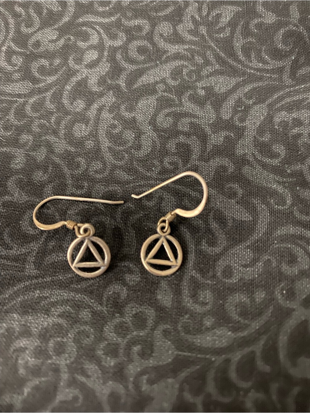 Sterling Silver Triangle In Circle Drop Earrings - Minimalist Women's Jewelry